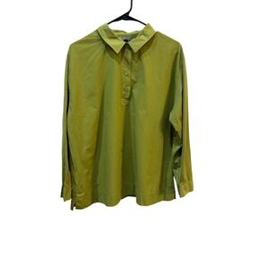COS Cotton Popover Collared Blouse In Pea Green Size EUR Large  US 12-14